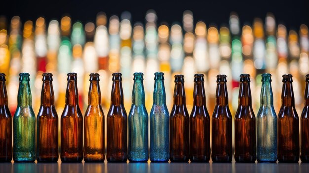 Verscheidenheid aan bierflessen opgesteld Generatieve AI