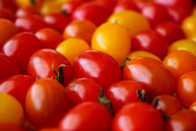 Verscheidenheid aan kleurrijke biologische tomatenachtergrond