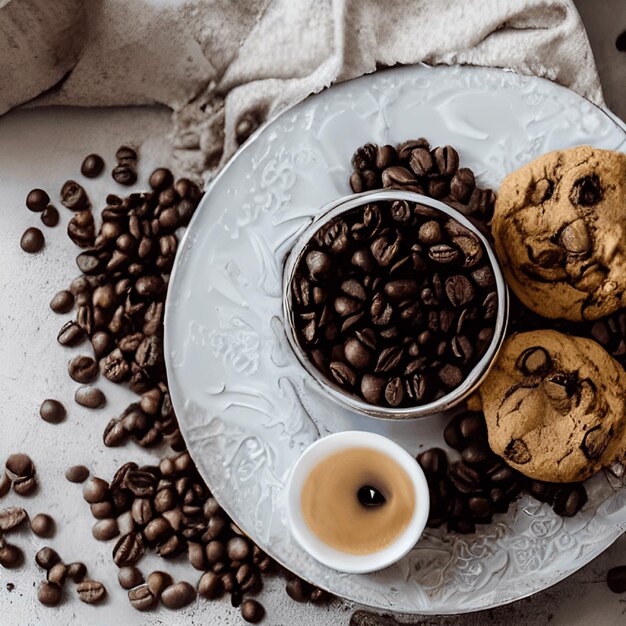 verscheidenheid aan koekjes en koffiekopjes op een prachtige paté