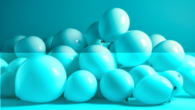 Verschillende ballonnen die blauw zijn op een blauwe achtergrond