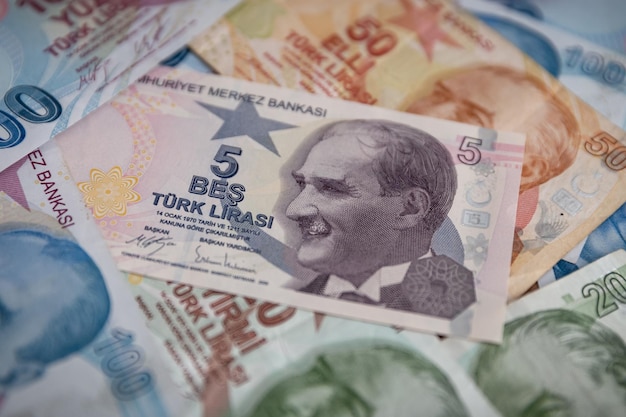 Verschillende bankbiljetten van Turkse lira