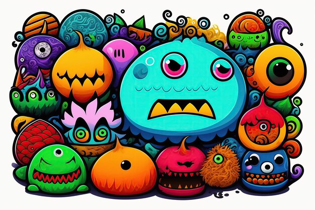 Verschillende cartoon monsters ontwerpset