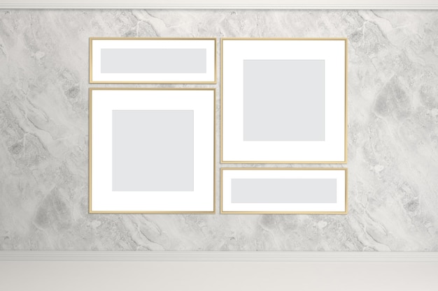 Verschillende formaten frames op muur V.1 op witte achtergrond