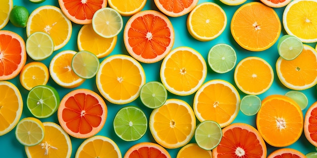 Verschillende gesneden citrusvruchten achtergrond van bovenaf zicht concept van gezond eten