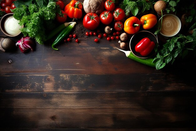 Verschillende groenten op houten tafel