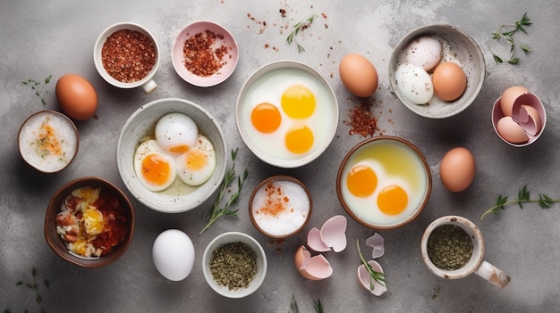Verschillende heerlijke eierenrecepten met ingrediënten