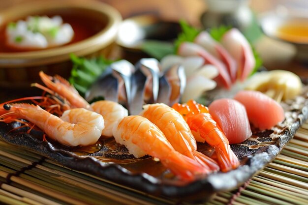 Verschillende ingrediënten van shabu hot pot met saus