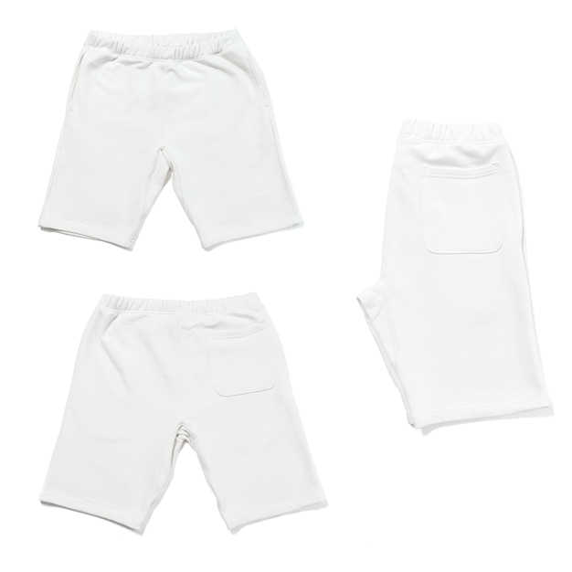 Verschillende kanten van witte korte broek geïsoleerd op een witte achtergrond