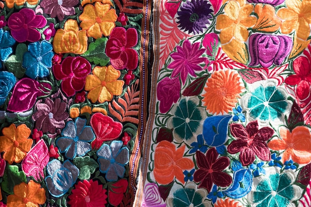 Verschillende kleuren Mexicaanse stof close-up detail