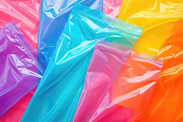 Verschillende kleurrijke plastic verpakkingen achtergrond
