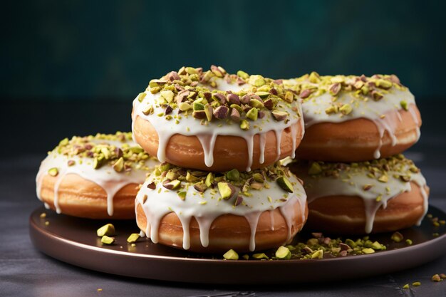 Foto verschillende koekjes donuts cakes pistache donuts donuts bedekt met pistache zelfgemaakte klaar om te eten