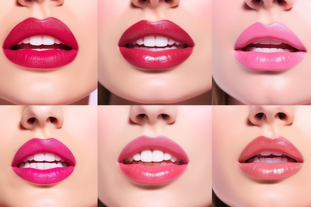 Foto verschillende lippen lippenstift genereer ai