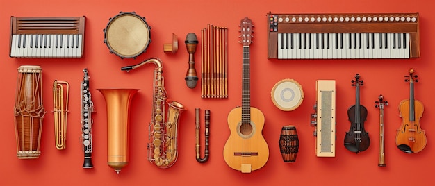 Foto verschillende muziekinstrumenten