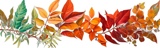Verschillende planten veelkleurige bladeren geïsoleerd op witte achtergrond iconen illustratie set boom tak