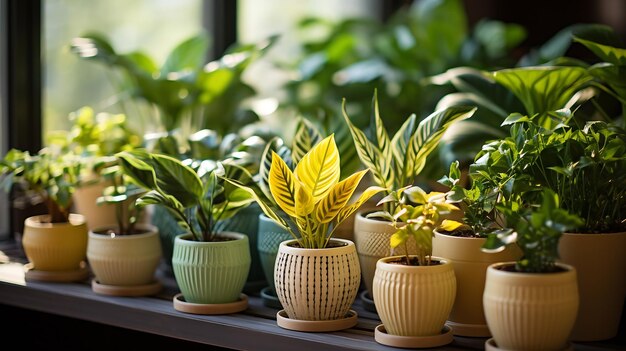 Verschillende prachtige binnenplanten in de kamer Huisdecoratie Generatieve AI