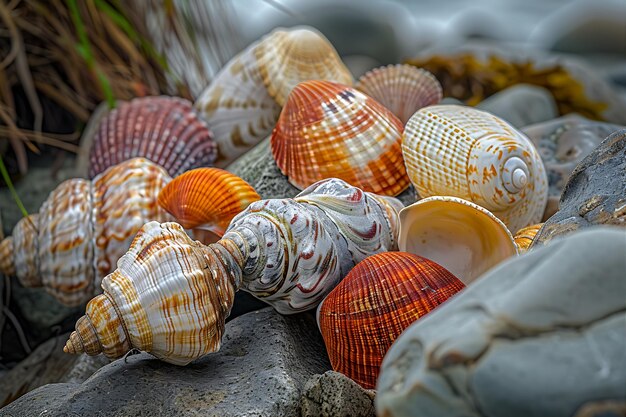 Foto verschillende schelpen leggen