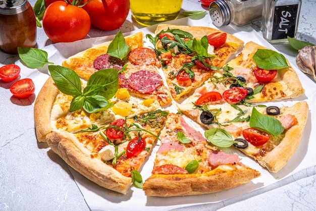 Verschillende smaak pizza set