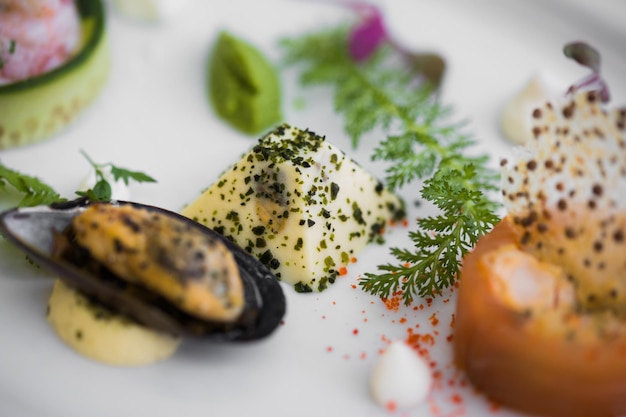 Verschillende smakelijke zeevruchten op bord