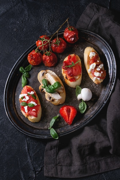 Verschillende soorten bruschetta