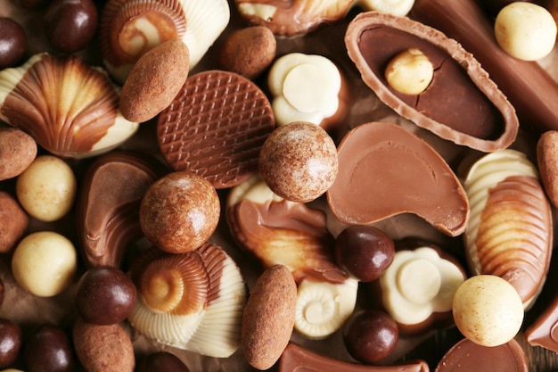 Verschillende soorten chocolade close-up achtergrond