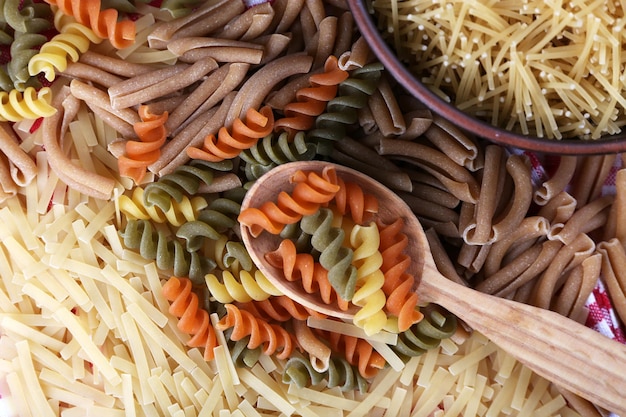 Verschillende soorten pasta close-up