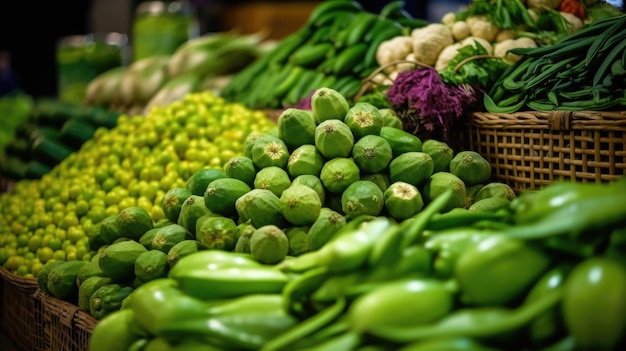 Verschillende soorten verse groenten op de plaatselijke markten en supermarkten