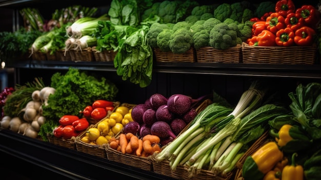 Verschillende soorten verse groenten op de plaatselijke markten en supermarkten