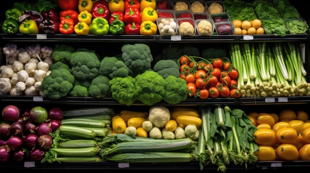 Verschillende soorten verse groenten op de plaatselijke markten en supermarkten