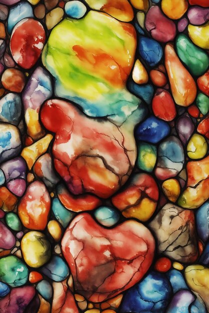 verschillende stijl creatieve kleurrijke mysterieuze abstracte stenen schilderen op papier HD waterverf beeld