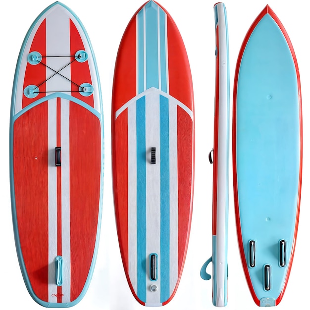 verschillende uitzichten van paddle surfboards met witte achtergronden