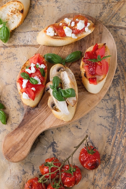 Foto verschillende van bruschetta