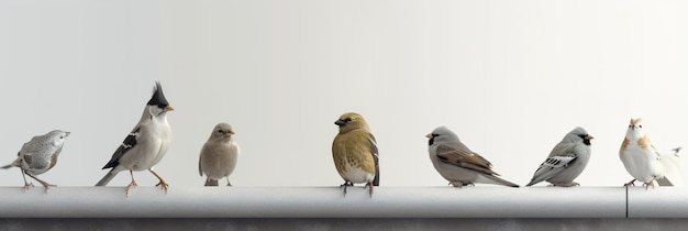 Verschillende vogels zitten op een rij Generatieve AI