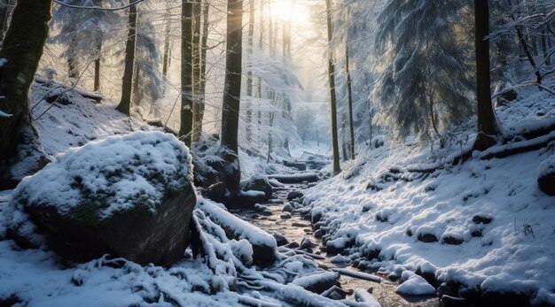 verschneite naturlandschaft hintergrund mit textfreiraum