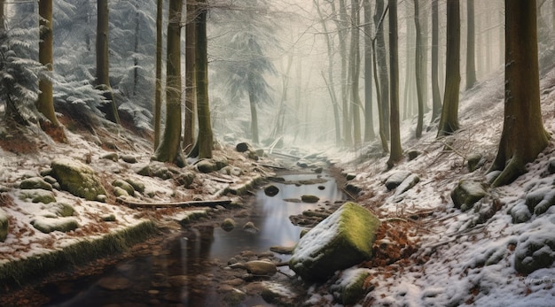 Photo verschneite naturlandschaft hintergrund mit textfreiraum