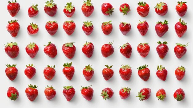 Foto verse aardbeien gerangschikt in een rasterpatroon perfect voor food blogs of gezonde eetconcepten