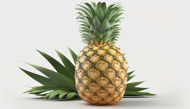 Verse ananas fruit geïsoleerde witte achtergrond AI gegenereerde afbeelding