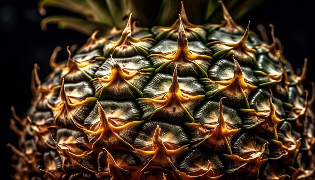 Verse ananas scherpe doornen spiked blad tropische zomerverfrissing gegenereerd door AI