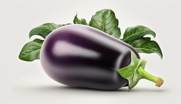 Verse Aubergine illustratie witte achtergrondafbeelding Ai gegenereerde kunst