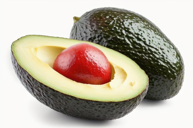 Verse avocado geïsoleerd op witte achtergrond Generatieve AI