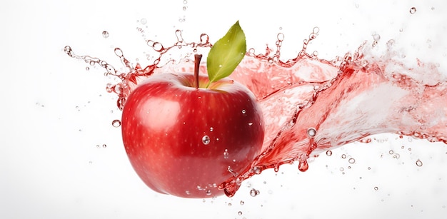 Verse biologische appelsap splash op witte achtergrond Fruitsap splash