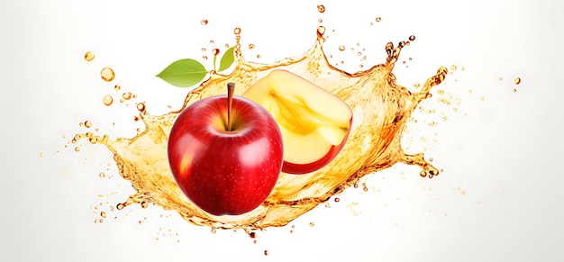 Verse biologische appelsap splash op witte achtergrond Fruitsap splash