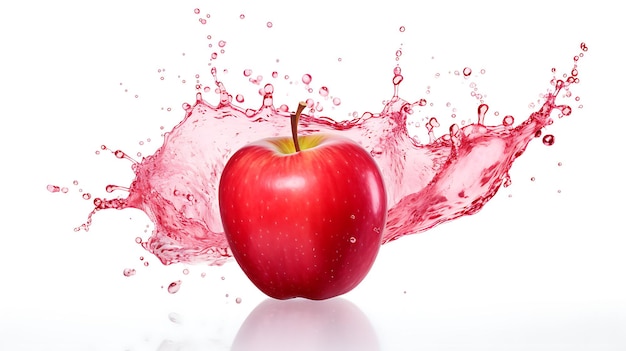 Verse biologische appelsap splash op witte achtergrond Fruitsap splash