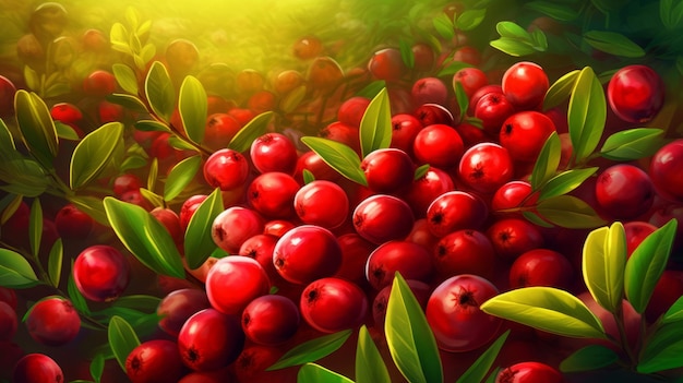 Verse Biologische Cranberry Berry Horizontale Achtergrond Illustratie