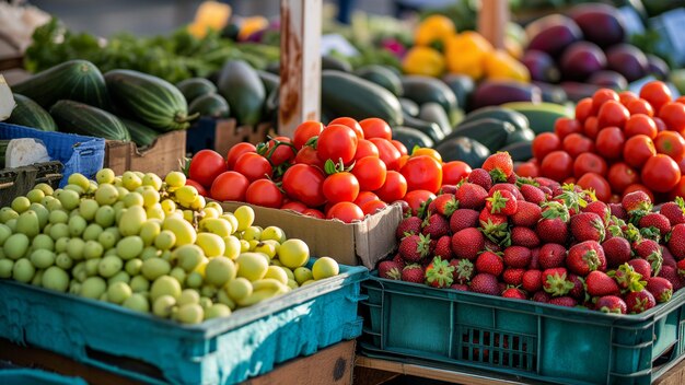 Verse biologische producten op de plaatselijke boerenmarkt