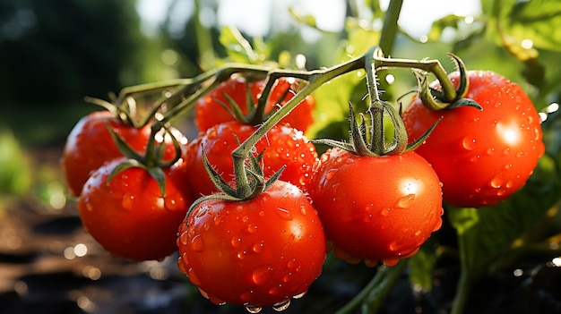 Verse biologische tomaat een gezonde vegetarische maaltijd gekweekt in de natuur