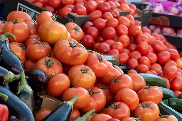 Verse biologische tomaten op de markt