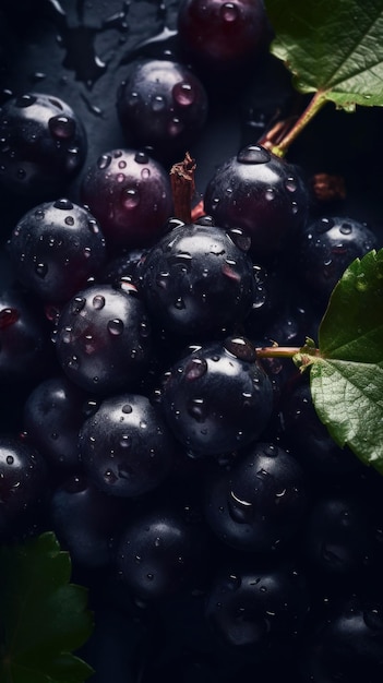 Verse biologische zwarte bessen verticale achtergrond