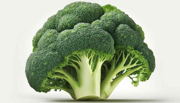 Verse Broccoli illustratie witte achtergrondafbeelding Ai gegenereerde kunst