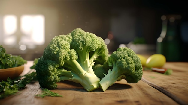 Verse broccoli op tafel