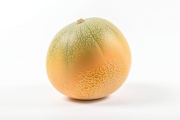 Verse Cantaloupe Yubari King gesneden op een witte achtergrond macro AI gegenereerd